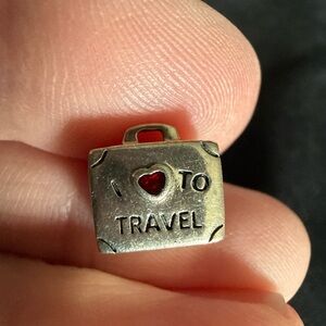 Travel Suitcase Charm with Red Heart Sterling silver